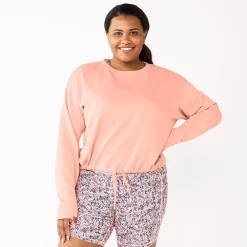 Plus Size Tek GearĀ® Stretch Fleece Cinched-Waist Top